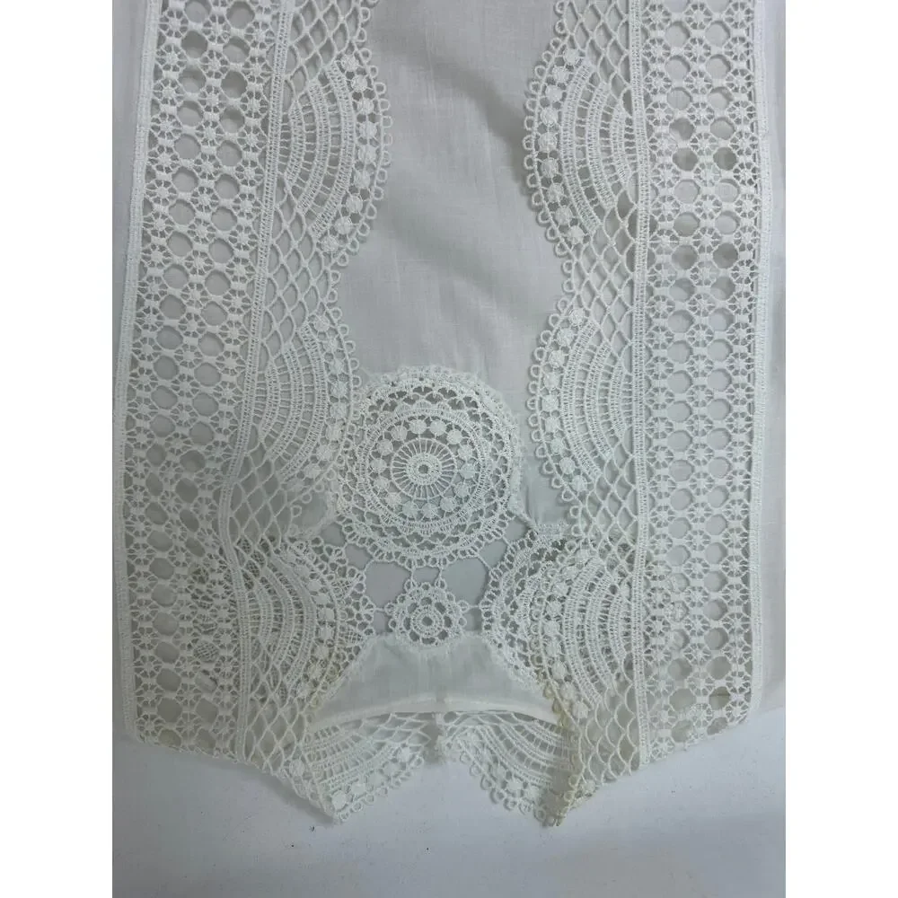 Gottex Women's White Crochet Lace Long Sleeve Swim Suit Cover Up Size Medium